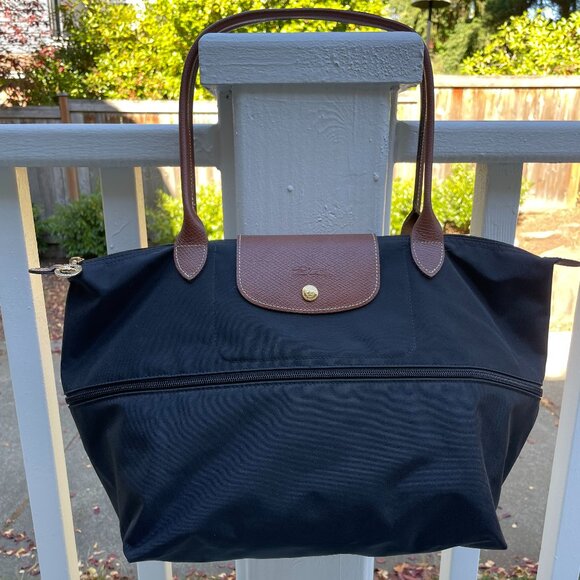 Longchamp Le Pliage Expandable Nylon Tote Black - Picture 1 of 5